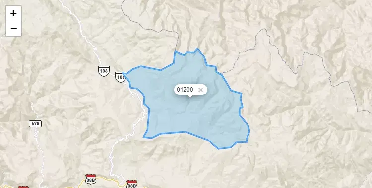 Mapa de la zona del código postal 01200 en Granada, Amazonas