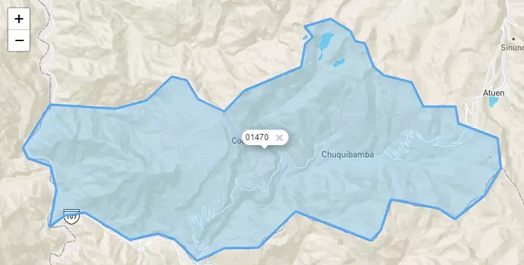 Mapa de la zona del código postal 01470 en Chuquibamba, Amazonas