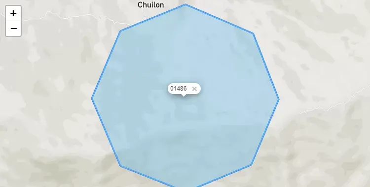 Mapa de la zona del código postal 01486 en Pisuquia, Amazonas