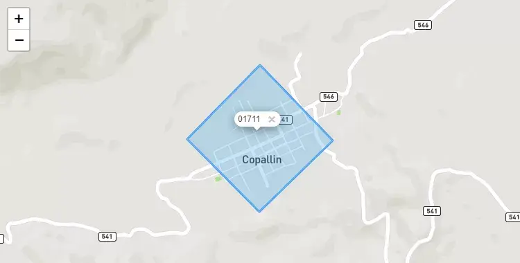 Mapa de la zona del código postal 01711 en Copallin, Amazonas