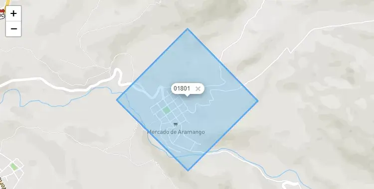 Mapa de la zona del código postal 01801 en Aramango, Amazonas