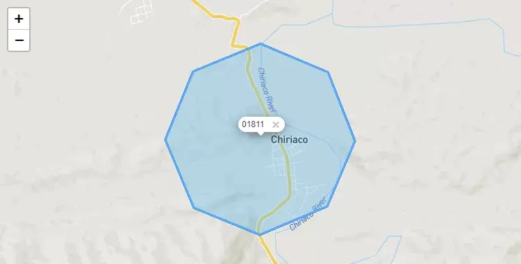 Mapa de la zona del código postal 01811 en Imaza, Amazonas