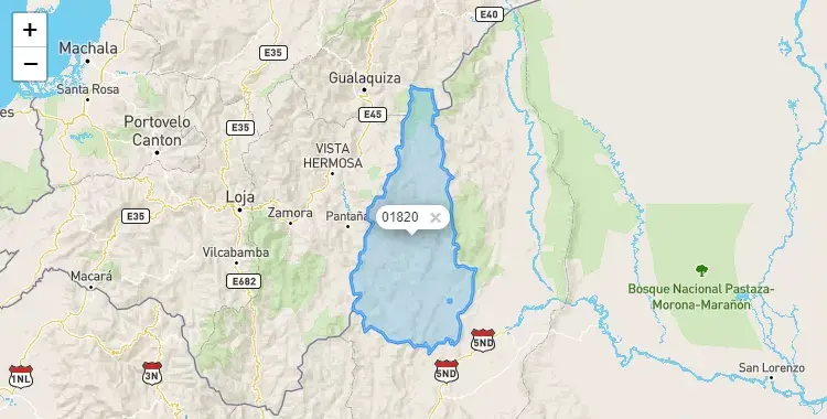 Mapa de El Cenepa, capital de la provincia de Condorcanqui, Amazonas