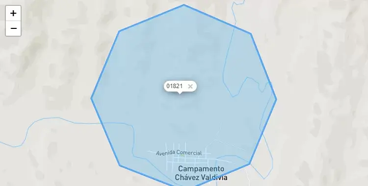 Mapa de la zona del código postal 01821 en El Cenepa, Amazonas
