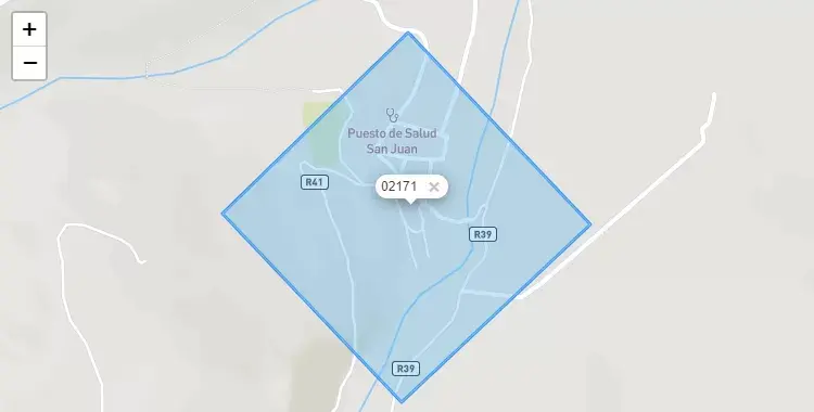Mapa de la zona del código postal 02171 en Pueblo Libre, Ancash
