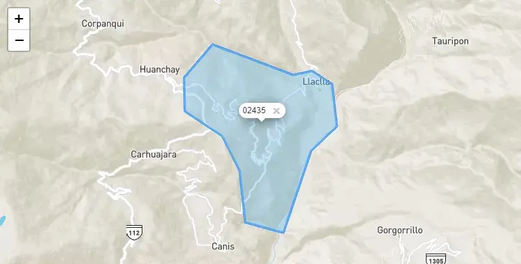 Mapa de Abelardo Pardo Lezameta, capital de la provincia de Bolognesi, Ancash
