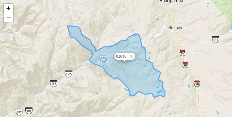 Mapa de Aija, capital de la provincia de Aija, Ancash