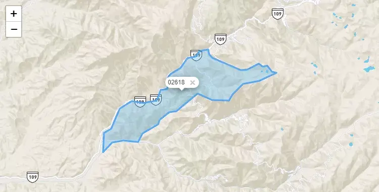 Mapa de la zona del código postal 02618 en Huayán, Ancash
