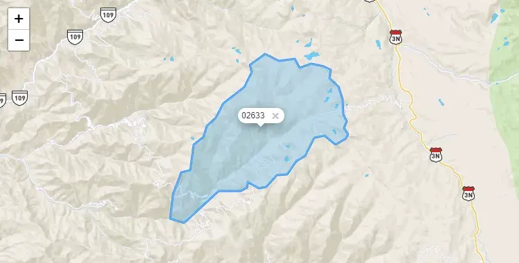 Mapa de la zona del código postal 02633 en Cotaparaco, Ancash