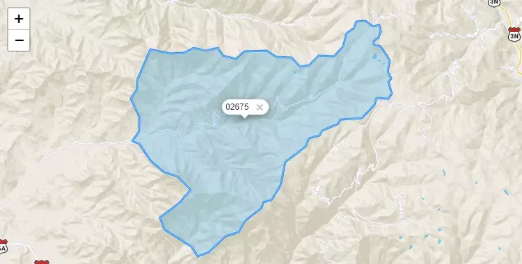Mapa de la zona del código postal 02675 en Quillo, Ancash