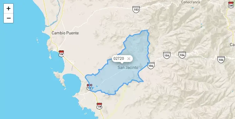 Mapa de la zona del código postal 02720 en Nepeña, Ancash