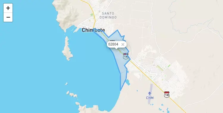 Mapa de la zona del código postal 02804 en Chimbote, Ancash