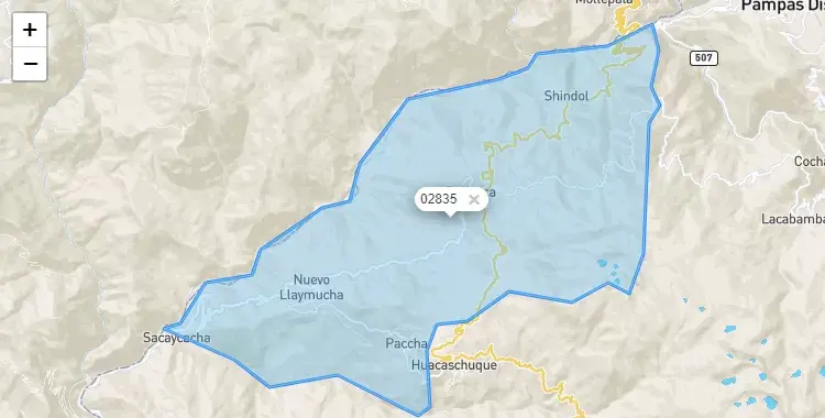 Mapa de Pallasca, capital de la provincia de Pallasca, Ancash