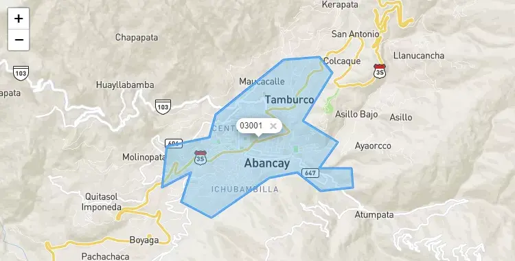 Mapa de Abancay, capital de la provincia de Abancay, Apurimac