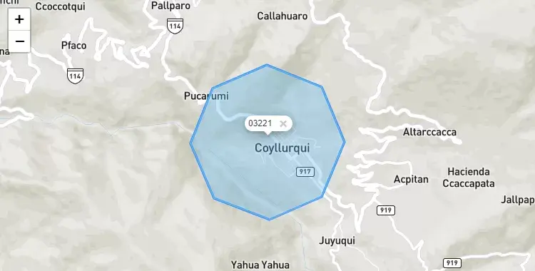 Mapa de la zona del código postal 03221 en Coyllurqui, Apurimac