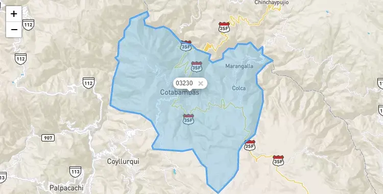 Mapa de Cotabambas, capital de la provincia de Cotabambas, Apurimac