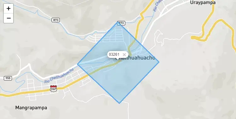 Mapa de la zona del código postal 03261 en Challhuahuacho, Apurimac