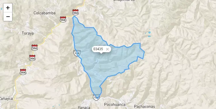 Mapa de la zona del código postal 03435 en Tapairihua, Apurimac