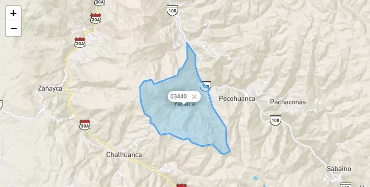 Mapa de la zona del código postal 03440 en Yanaca, Apurimac