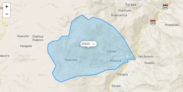 Mapa de Capaya, capital de la provincia de Aymaraes, Apurimac