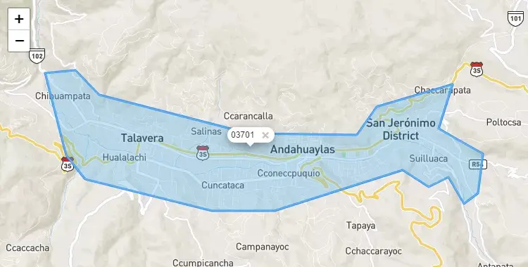 Mapa de Andahuaylas, capital de la provincia de Andahuaylas, Apurimac