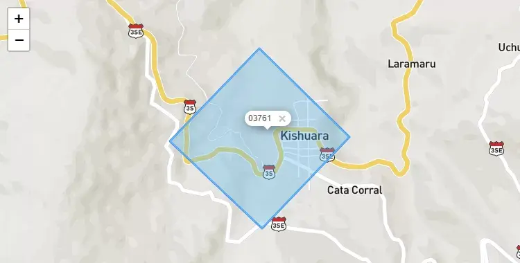 Mapa de la zona del código postal 03761 en Kishuara, Apurimac