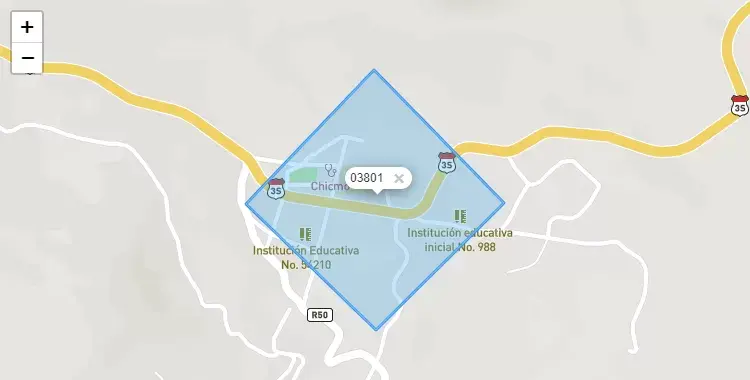 Mapa de la zona del código postal 03801 en Santa María de Chicmo, Apurimac