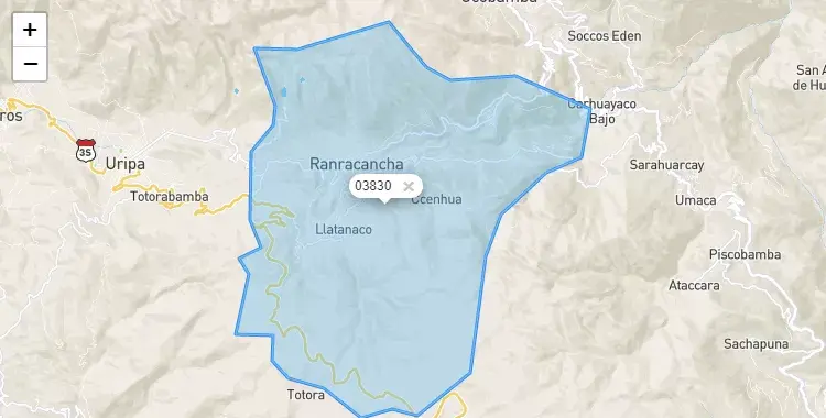 Mapa de la zona del código postal 03830 en Ranracancha, Apurimac