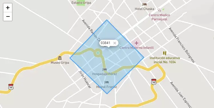 Mapa de la zona del código postal 03841 en Anco Huallo, Apurimac