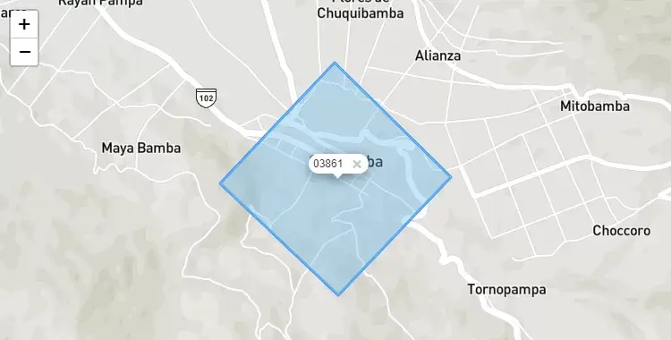 Mapa de la zona del código postal 03861 en Ocobamba, Apurimac