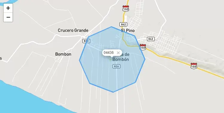 Mapa de la zona del código postal 04436 en Punta de Bombón, Arequipa