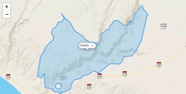 Mapa de la zona del código postal 04455 en Nicolas de Pierola, Arequipa