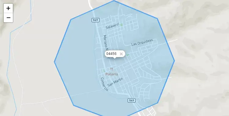 Mapa de la zona del código postal 04456 en Nicolas de Pierola, Arequipa