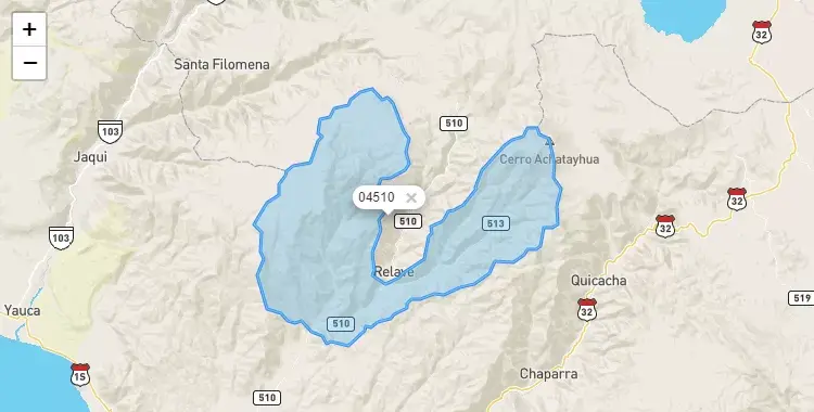 Mapa de la zona del código postal 04510 en Huanuhuanu, Arequipa