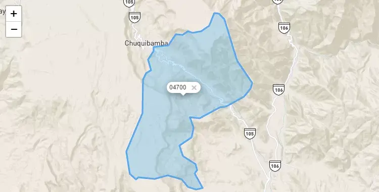 Mapa de la zona del código postal 04700 en Iray, Arequipa