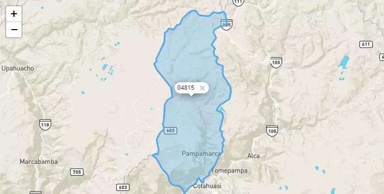 Mapa de la zona del código postal 04815 en Pampamarca, Arequipa