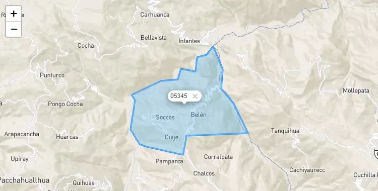 Mapa de Belén, capital de la provincia de Sucre, Ayacucho