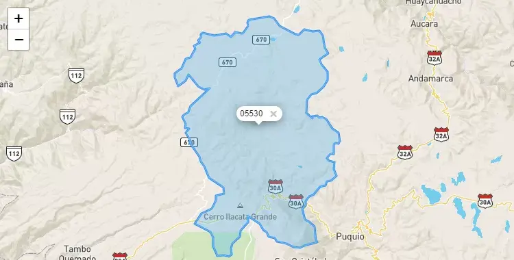 Mapa de Lucanas, capital de la provincia de Lucanas, Ayacucho
