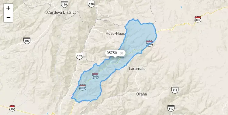 Mapa de la zona del código postal 05750 en Llauta, Ayacucho