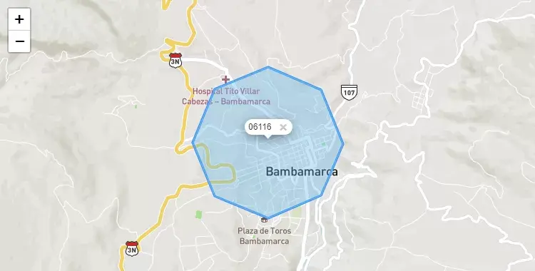 Mapa de la zona del código postal 06116 en Bambamarca, Cajamarca