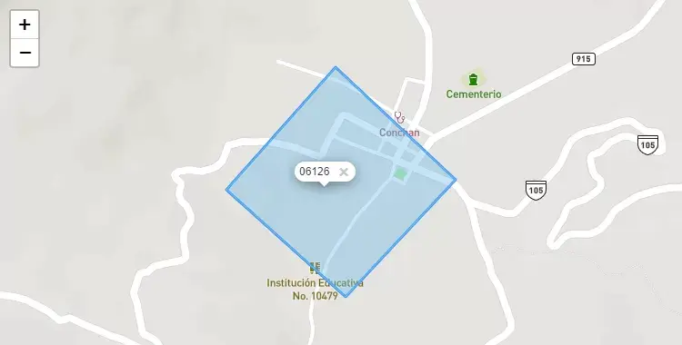Mapa de la zona del código postal 06126 en Conchán, Cajamarca