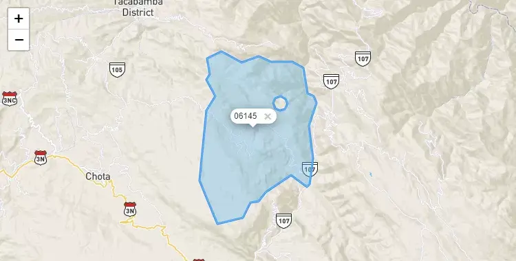 Mapa de la zona del código postal 06145 en Chalamarca, Cajamarca