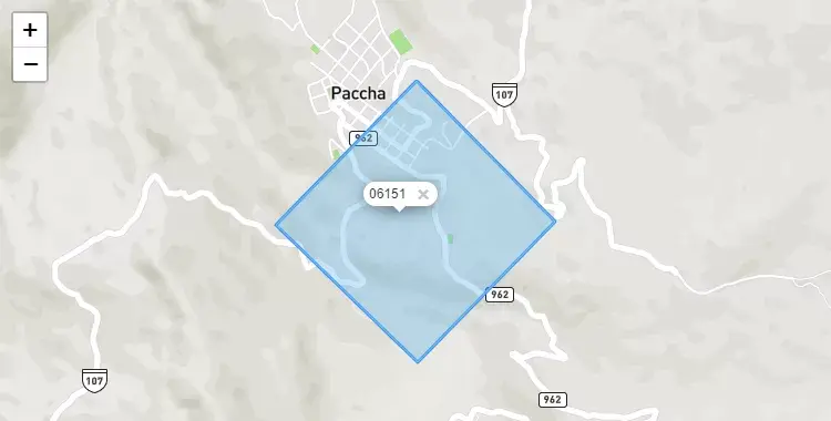 Mapa de la zona del código postal 06151 en Paccha, Cajamarca