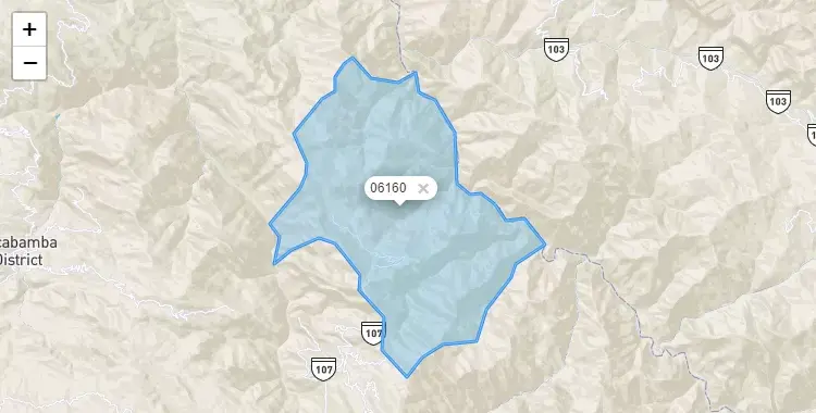 Mapa de la zona del código postal 06160 en Choropampa, Cajamarca