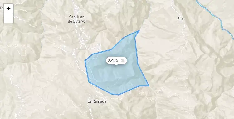 Mapa de la zona del código postal 06175 en La Ramada, Cajamarca