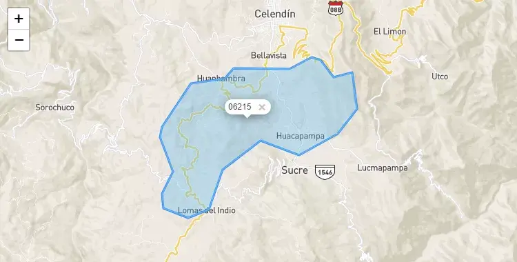 Mapa de la zona del código postal 06215 en José Galvez, Cajamarca