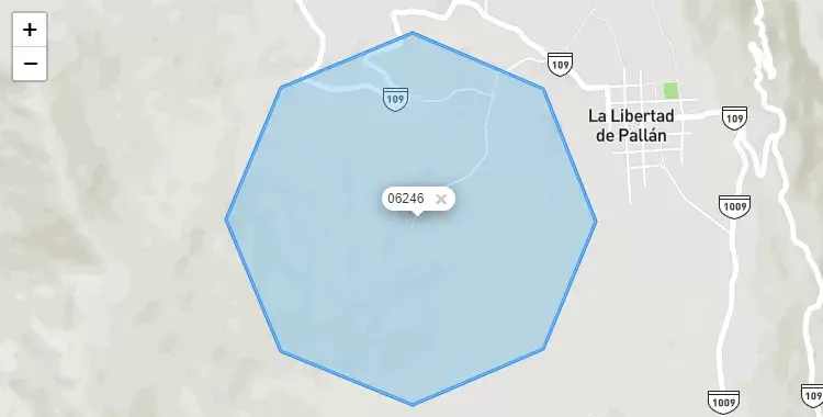 Mapa de la zona del código postal 06246 en La Libertad de Pallán, Cajamarca