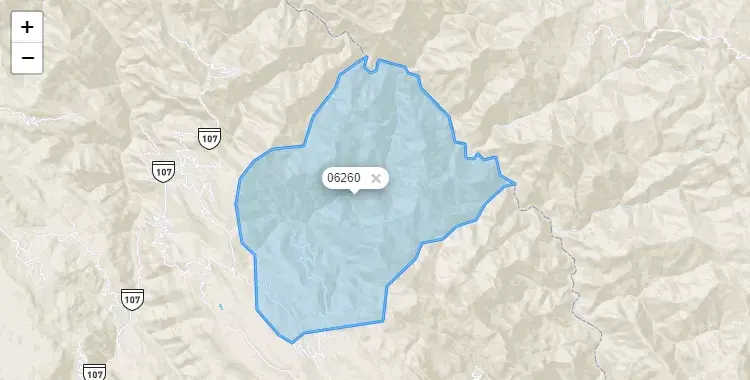 Mapa de la zona del código postal 06260 en Cortegana, Cajamarca