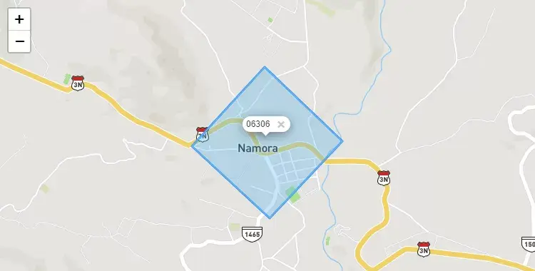 Mapa de la zona del código postal 06306 en Namora, Cajamarca