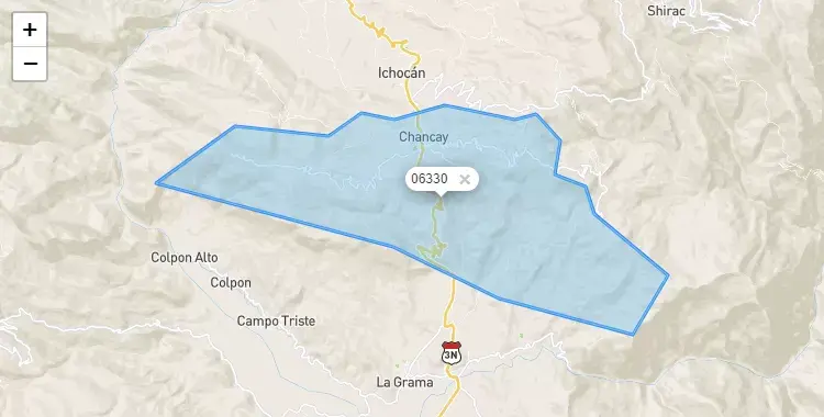 Mapa de Chancay, capital de la provincia de San Marcos, Cajamarca